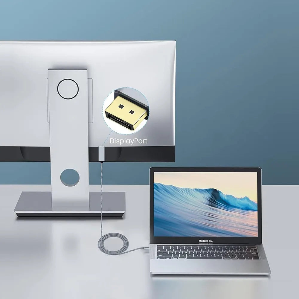 1.8M USB C To DisplayPort 1.4 Cable 32.4Gbps 8K@60Hz 4K@144Hz Type C To DP1.4 Adapter Thunderbolt 4/3 Compatible for MacBook Peaceful Pleasures Health and Wellness