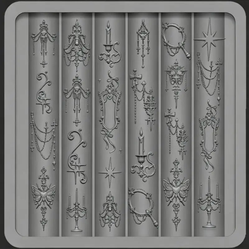 Vintage Nail Art Silicone Mold Gothic Bow Butterfly Heart Flower Pattern Nail Charms Making Molds DIY 3D Embossed Nail Decor Peaceful Pleasures Health and Wellness