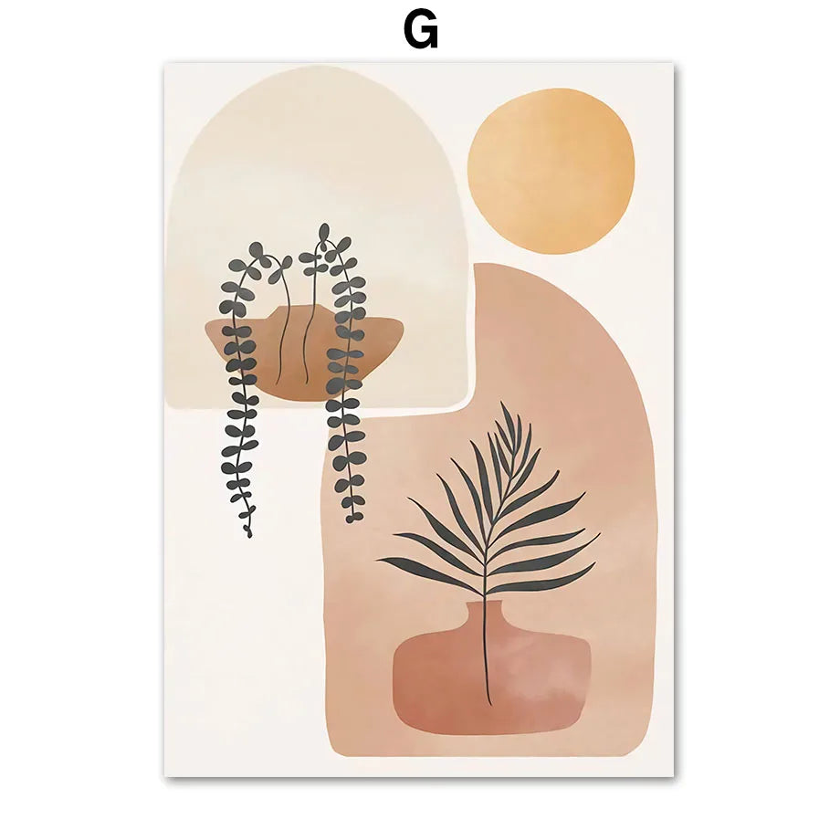 Boho Sage Leaves Plants Posters Abstract Artwork Geometric Wall Art Canvas Painting Nordic Art Poster For Living Room Home De Peaceful Pleasures Health and Wellness G 20x30cm Unframed