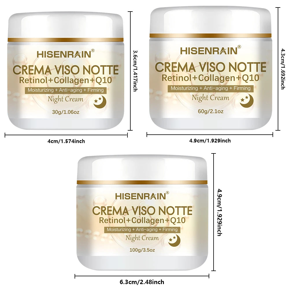 HISENRAIN Retinol Collagen Night Cream for Anti-Aging & Skin Firming - Intensive Moisturizing Skincare Treatment. Peaceful Pleasures Health and Wellness