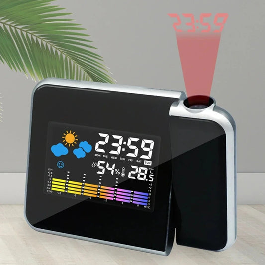 LED Rotating Projection Digital Alarm Clock Color Screen Display Home Desktop Decoration Peaceful Pleasures Health and Wellness
