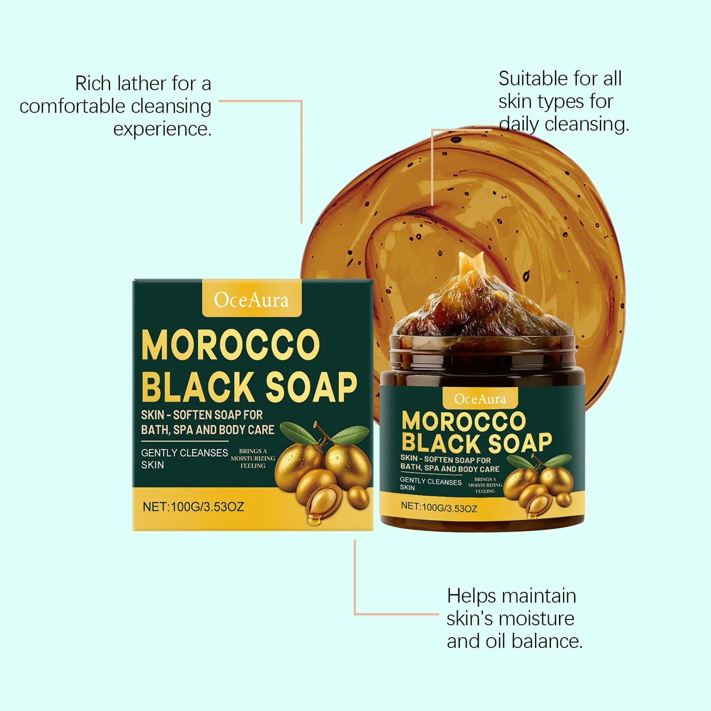 Oceaura Black Bathing Soap – Moisturizing Pore-Cleansing Bar