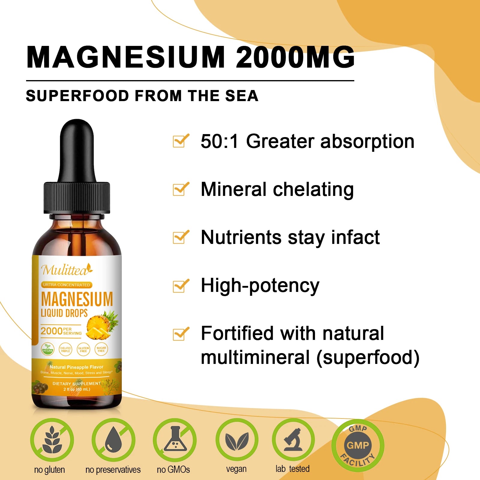 Magnesium Glycinate Drops – Pineapple Flavor | Sleep, Calm & Muscle Relaxation Peaceful Pleasures Health and Wellness