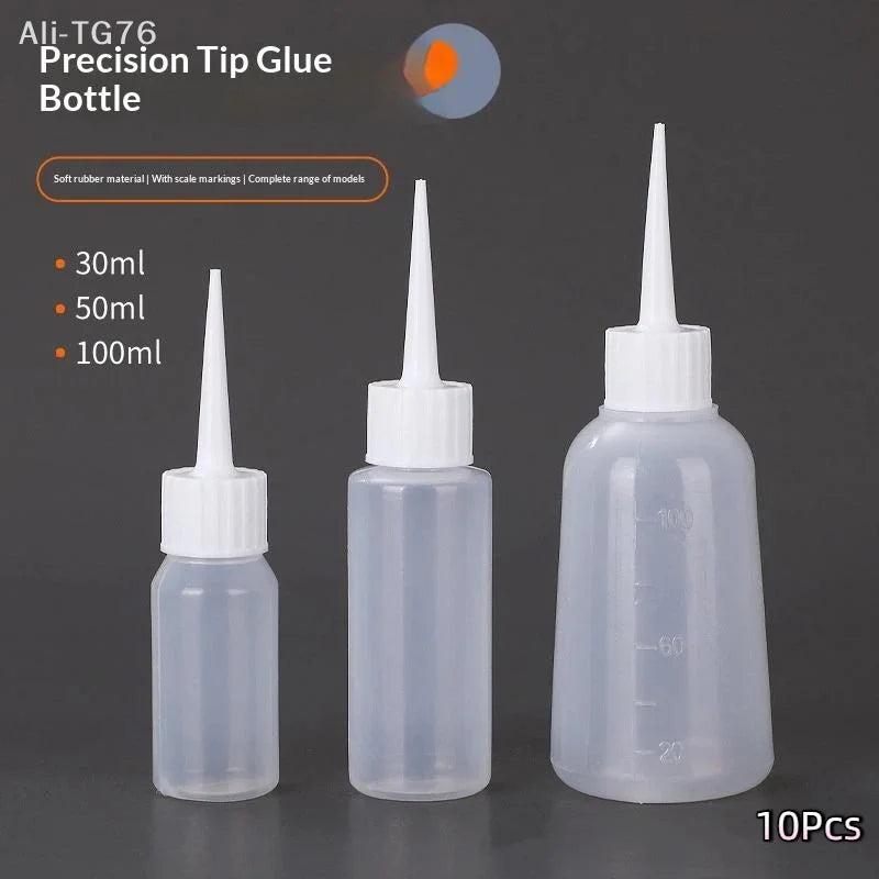 10-Pack Squeeze Bottles with Needle Nozzle Dropper Tips | PP