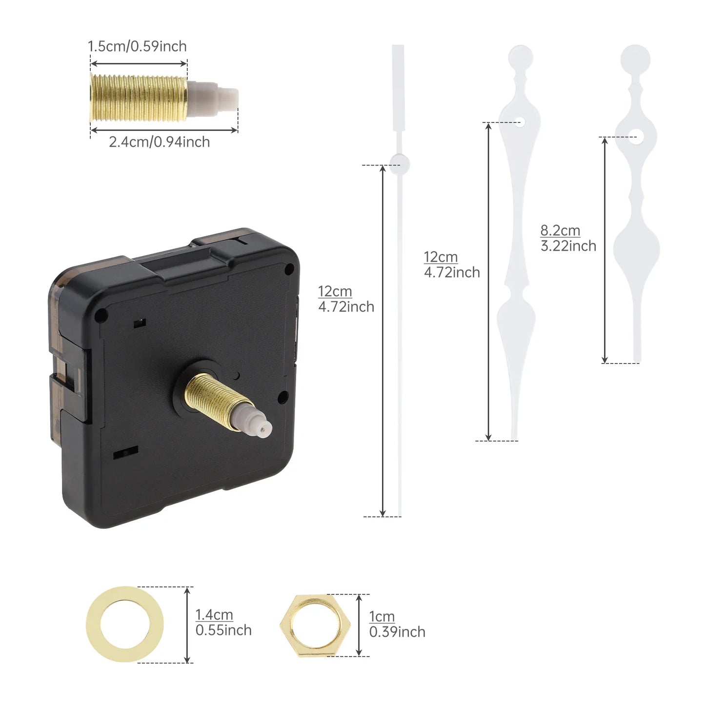 Quartz Battery Operated Silent Wall Clock Movement Mechanisms for DIY / Repair, Clock Parts Replacement Peaceful Pleasures Health and Wellness 24mm 3 HandPointer C China Mainland