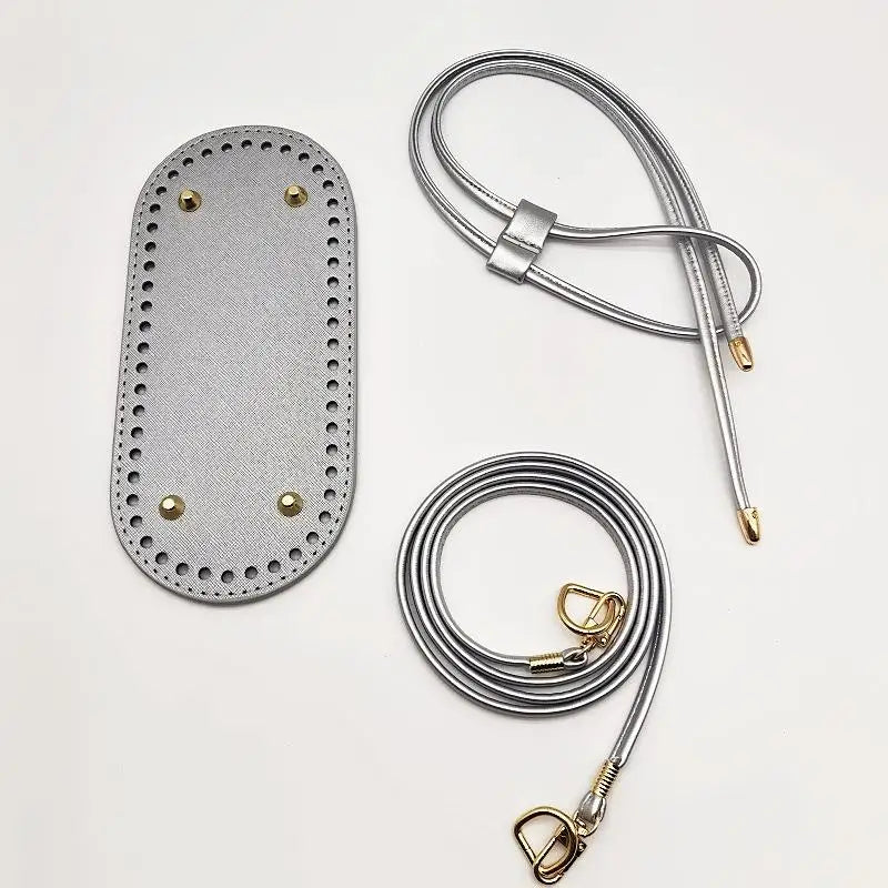 Crochet Handbag DIY Kit – PU Leather Bag Base, Strap & Chain