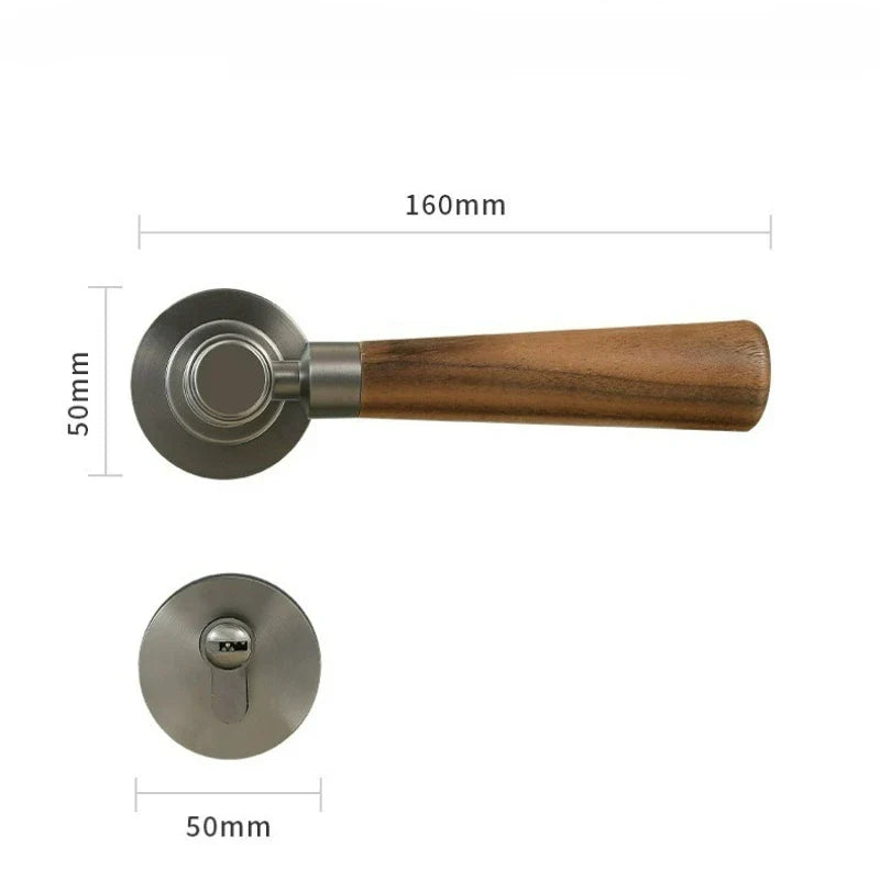 Retro Wooden Door Handle Lock | Silent Magnetic Split Lock