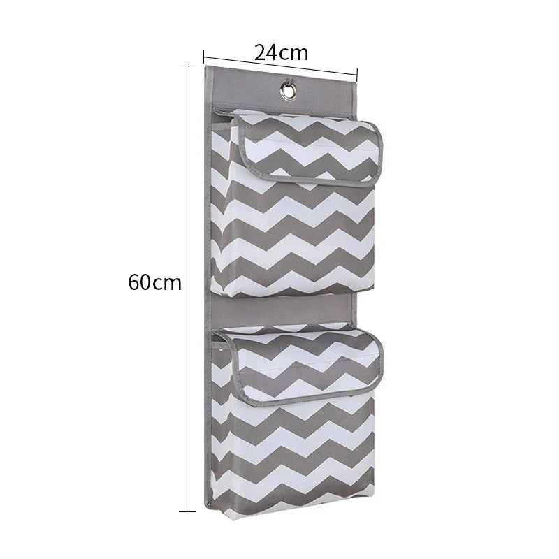 Oxford Cloth Wall Hanging Storage Bag – 2 Pockets & Lids