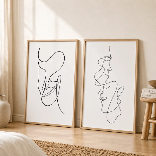 Abstract Wall Art Minimalist Line Art Face Sketch Canvas Painting Nordic Style Poster Prints for Bedroom Living Room Wall Decor Peaceful Pleasures Health and Wellness