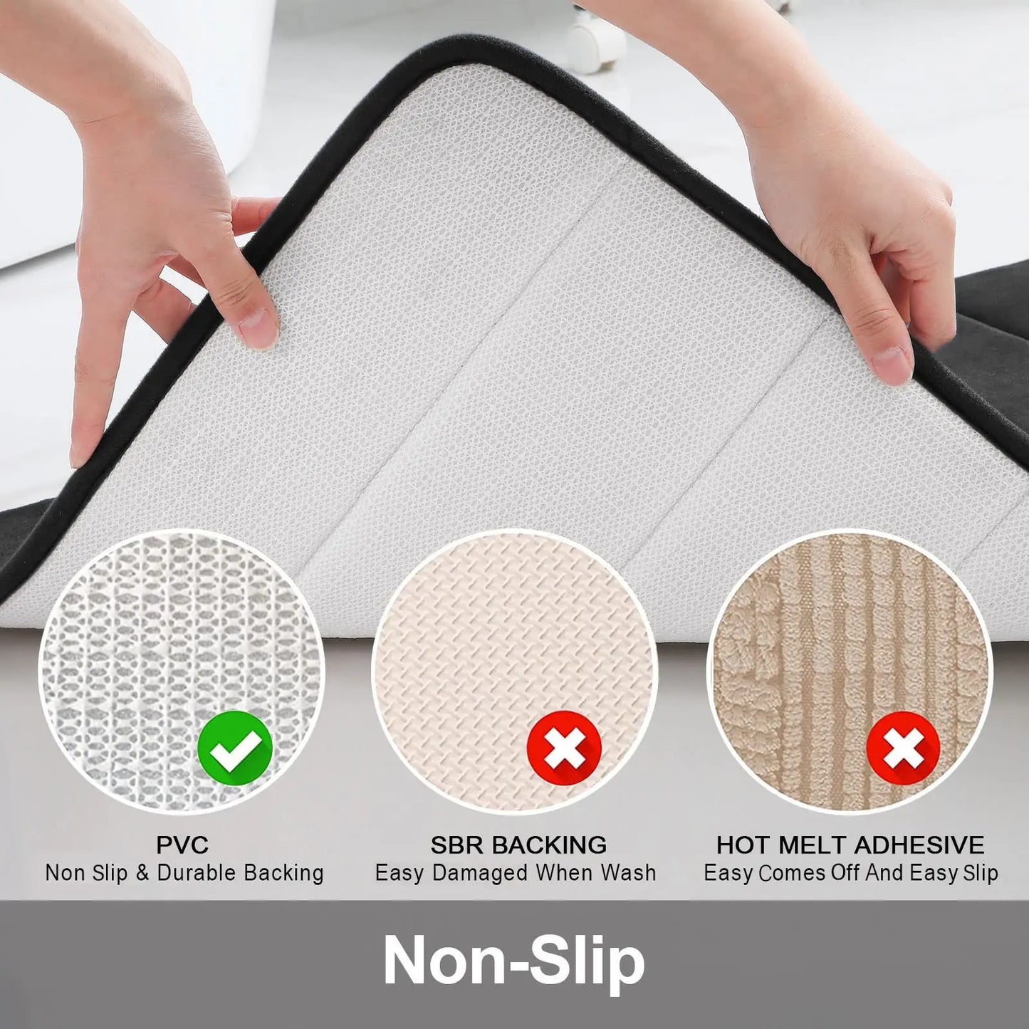 U-Shape Bathroom Mat 50x60CM Ultra Absorbent Memory Foam Bath Mat Non-Slip Toilet Mat for Bathroom Floor Home Decoration Peaceful Pleasures Health and Wellness