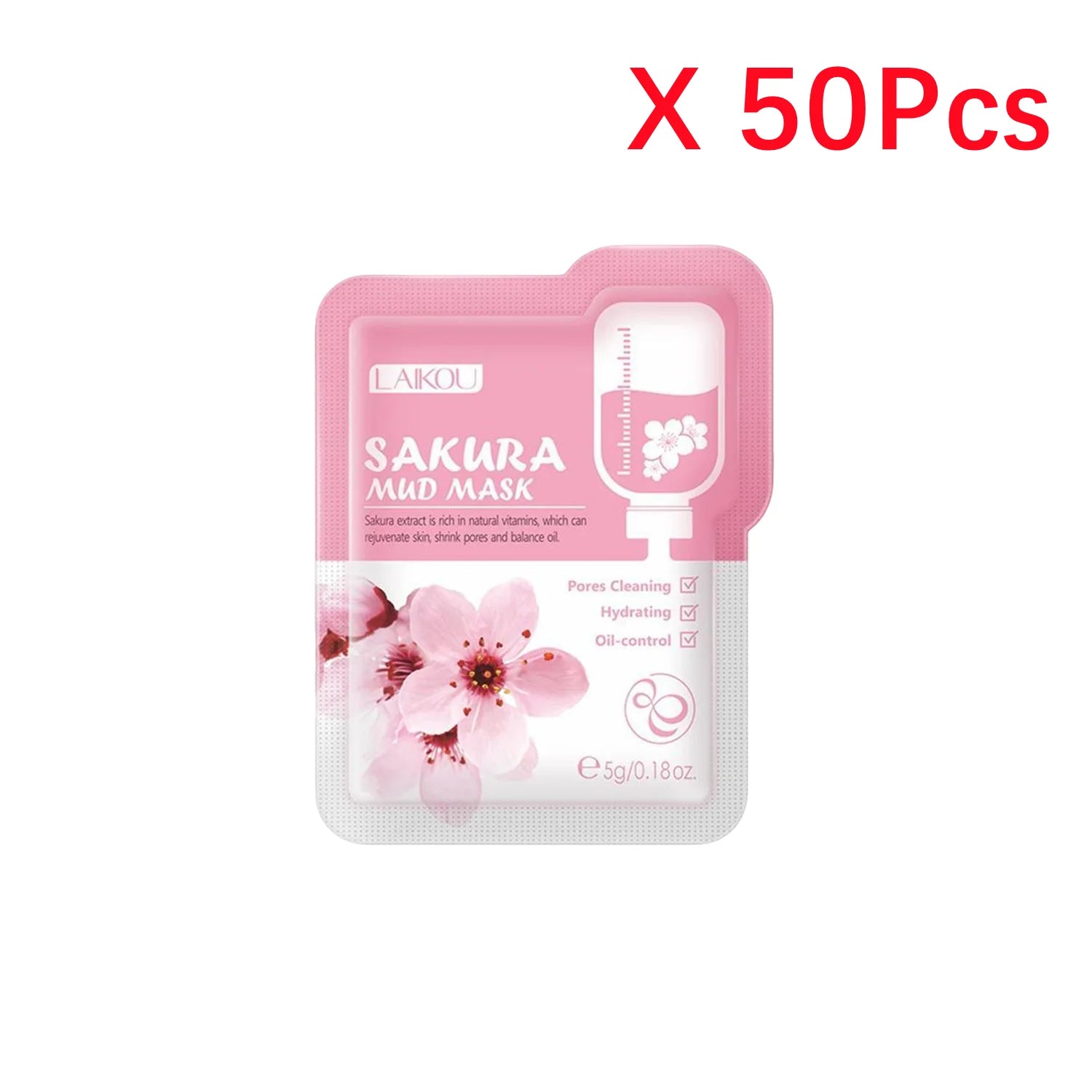 Sakura Volcanic Mud Clay Mask – Oil Control & Deep Cleansing Clay Face Mask Peaceful Pleasures Health and Wellness 50PCS