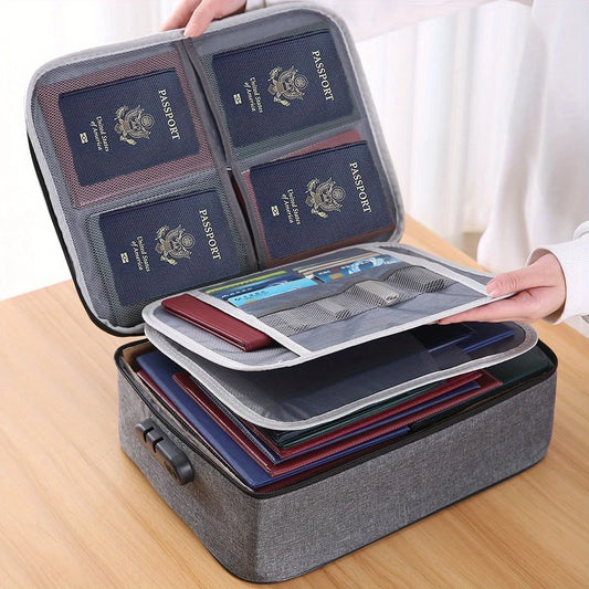 Multifunctional Briefcase with Password Lock | Travel Organizer Travel Document Organizer Peaceful Pleasures Health and Wellness Grey With Lock