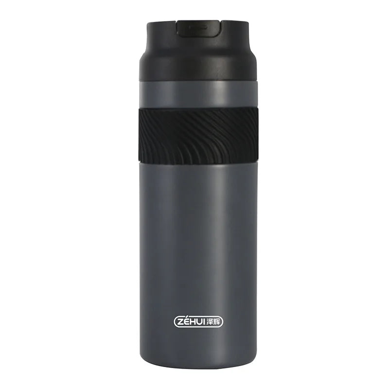 316 Stainless Steel Insulated Water Bottle | Flip Straw & Handle Insulated Water Bottle Peaceful Pleasures Health and Wellness DARK GRAY 425ml