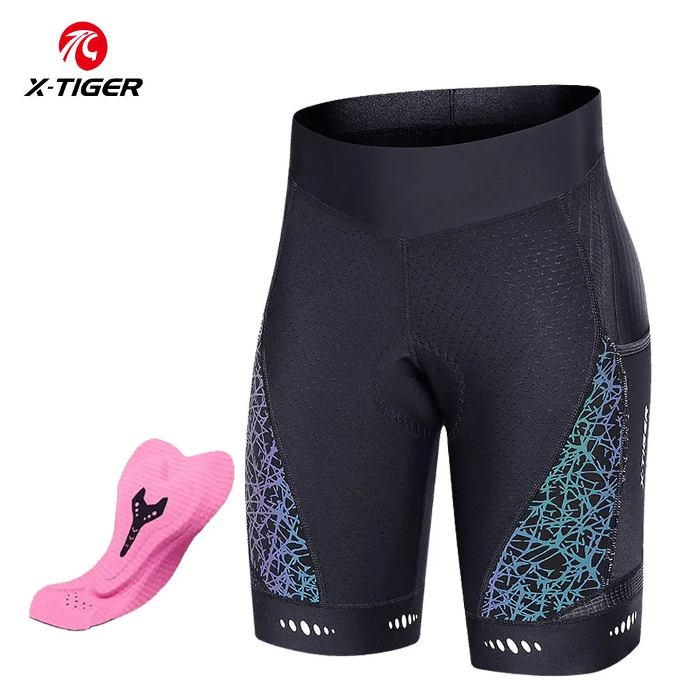 X-TIGER Women's Padded MTB Cycling Shorts – UPF 50 & Pockets