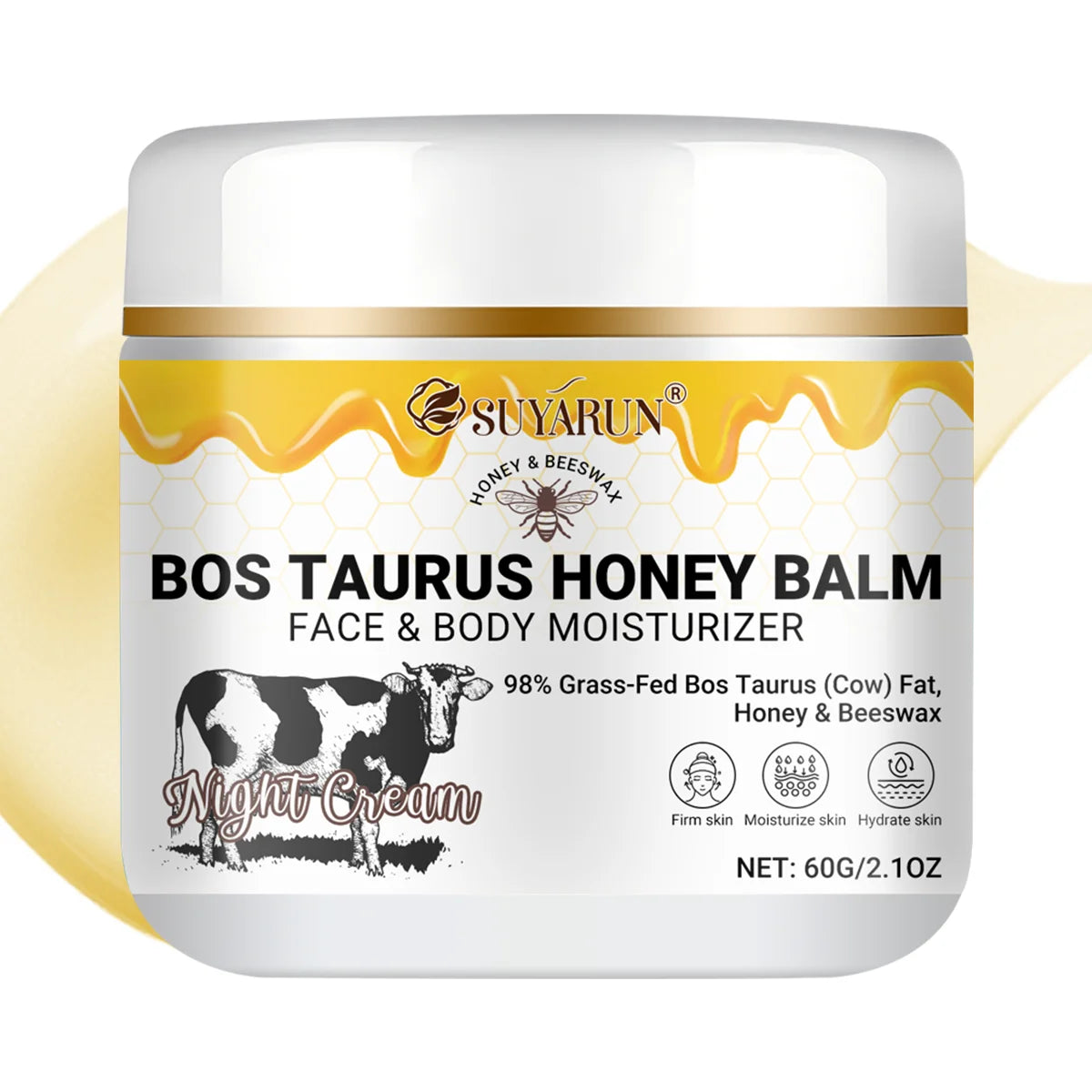 SUYARUN Ultra-Nourishing Tallow Face & Body Cream with Honey&Vitamin C – Moisturizing Skincare for Dry Skin, Natural Anti-Aging. Peaceful Pleasures Health and Wellness 60g