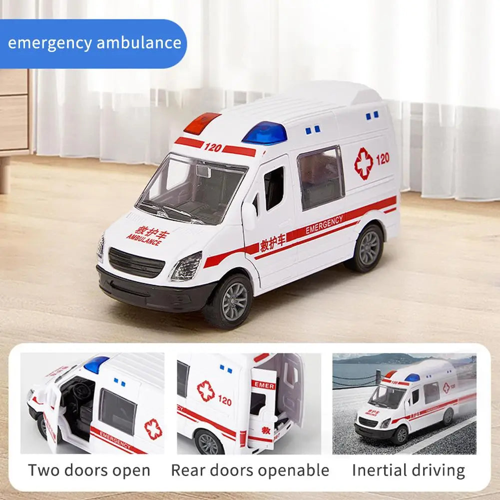 Kids Pull Back Ambulance Toy Car | Inertia Model Gift for Boys Pull Back Toy Car Peaceful Pleasures Health and Wellness
