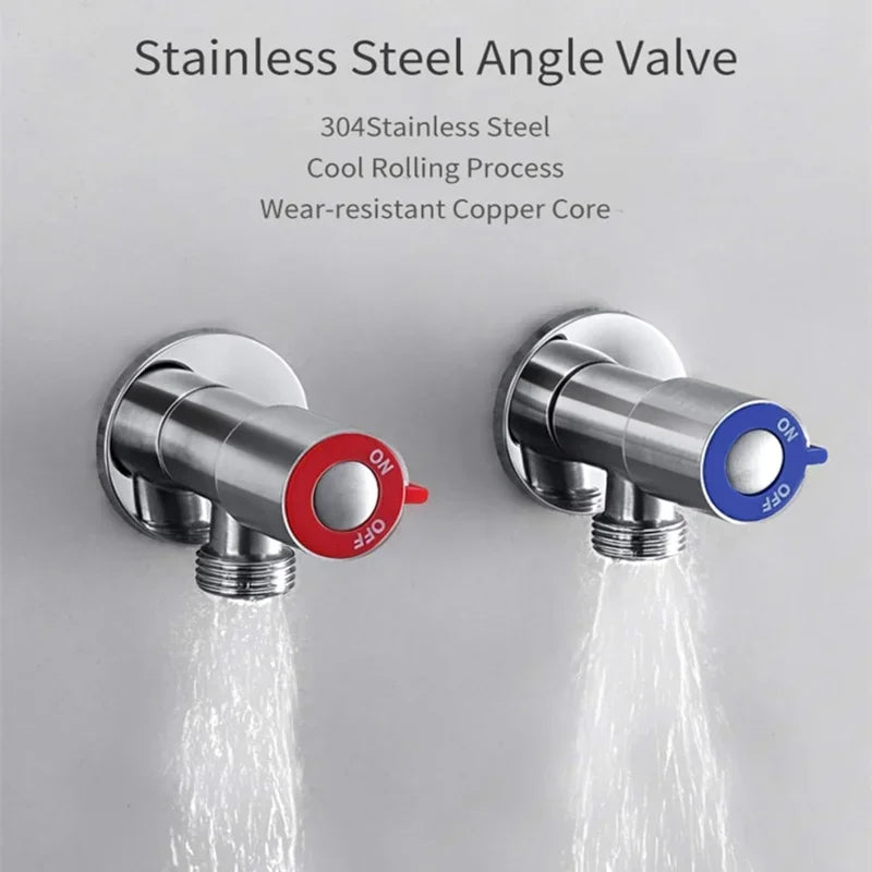 G1/2 Stainless Steel Hot Cold Inlet Valve Toilet Filling Angle Valves Sink Basin Water Heater Faucet for Bathroom Accessories Peaceful Pleasures Health and Wellness