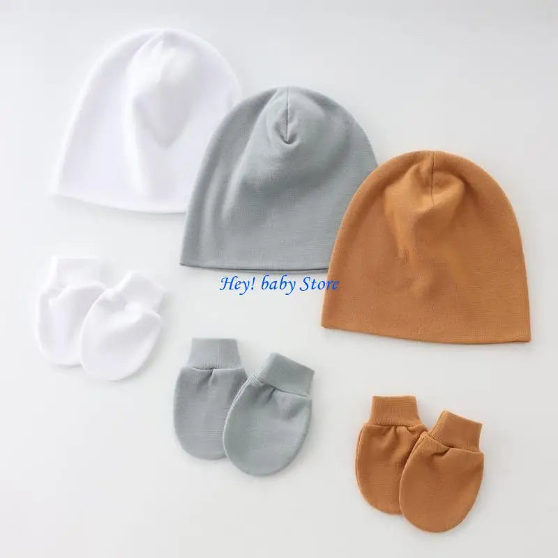 Newborn Baby Hat & Mittens Set | Soft Cotton, 0–3 Months