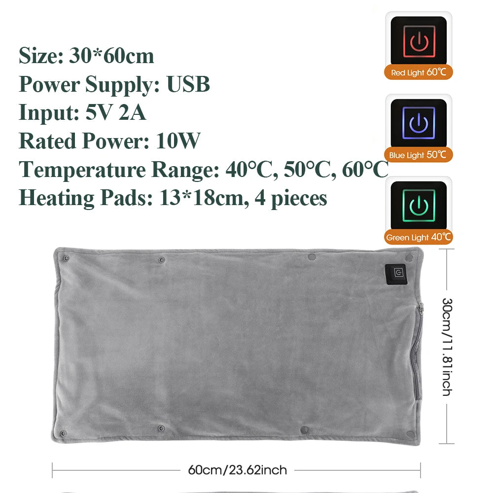 Electric Hand Warmer Portable Ultra-Soft Heating Pad Office/Travel Energy Saving USB Charging Home Graphene Abdomen Warming Pad Peaceful Pleasures Health and Wellness TYPE 2