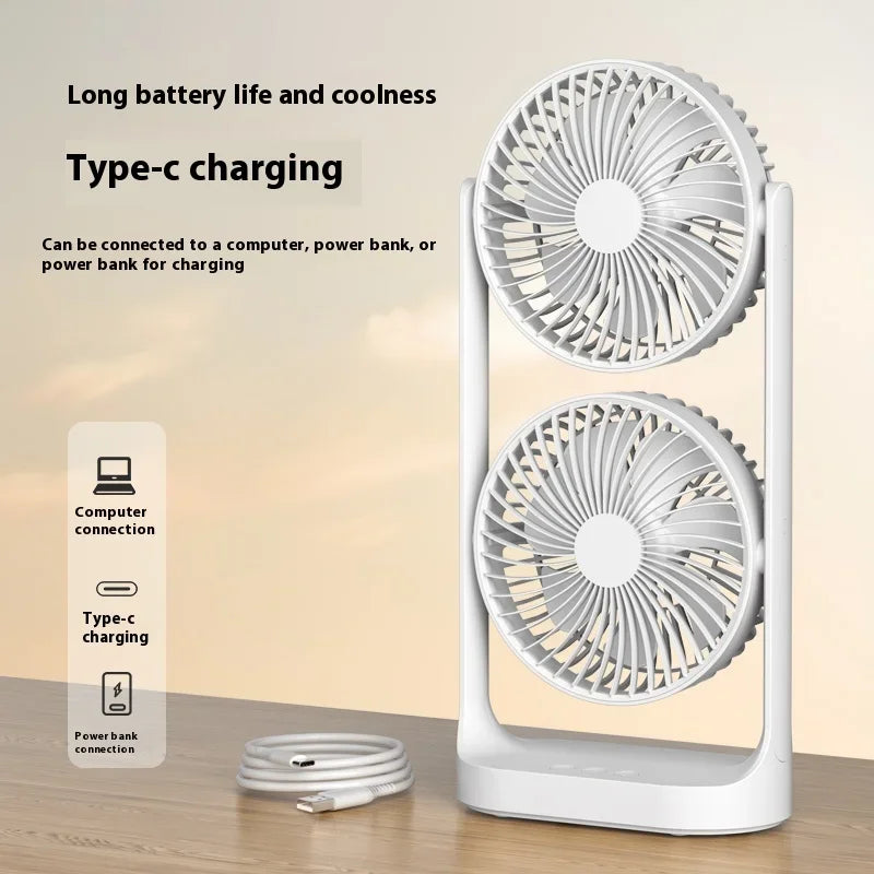URGGU Quiet USB Desktop Twin Fan – 360° Rotation, 3 Speeds