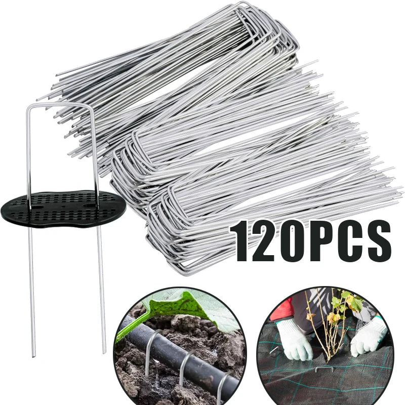 Heavy Duty U Shaped Garden Staples 20PCS Galvanized Steel Ground Pegs for Landscape Fabric Tarp Netting Fixing Tools Peaceful Pleasures Health and Wellness