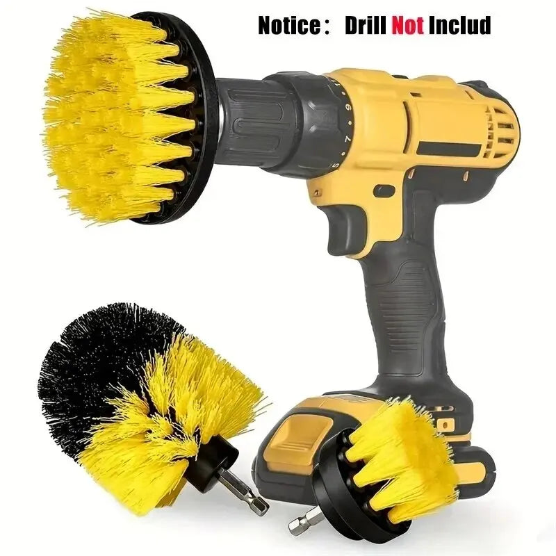 3-Piece Drill Brush Attachment Set – Tile, Grout & Carpet Scrubber