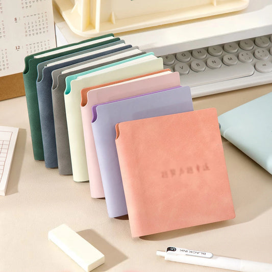 Portable Square Notebook Leather Surface Thickened 108 Sheets Student Peaceful Pleasures Health and Wellness