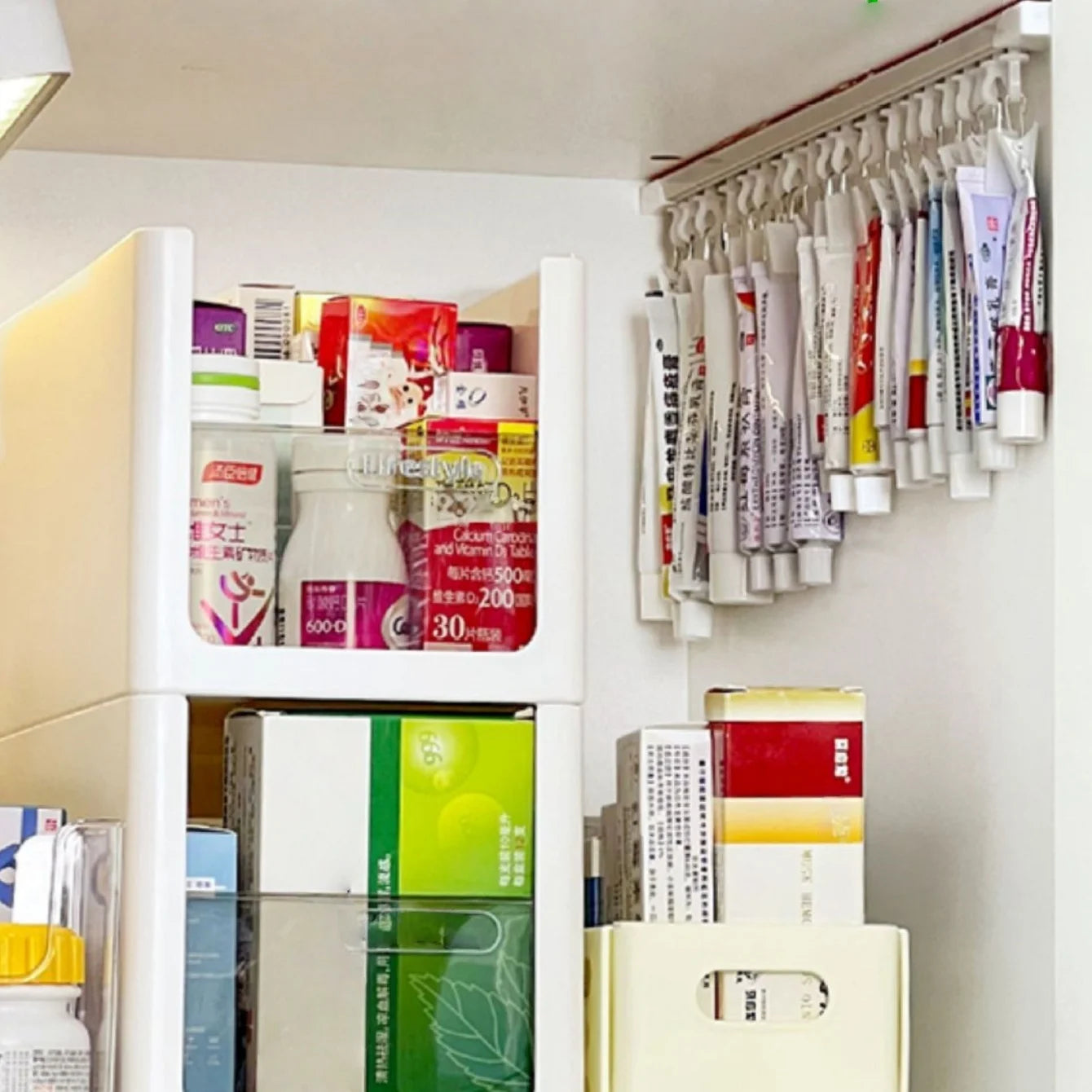 Cabinet Door Hanging Storage Rack | Slide Rail Tube & Clip Organizer