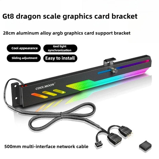 ARGB LED GT8 Graphics Card Holder for Desktop Computer Horizontal Mount Strong Support Bracket Stylish Design Strong Support Peaceful Pleasures Health and Wellness