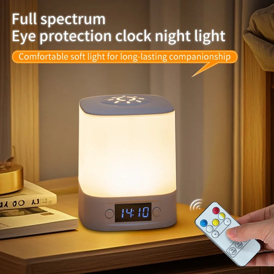 Touch Dimmable LED Night Lamp with Remote Clock Time Display or not Eye Protection Reading Lamp Bedside Night Light Rechargeable Peaceful Pleasures Health and Wellness