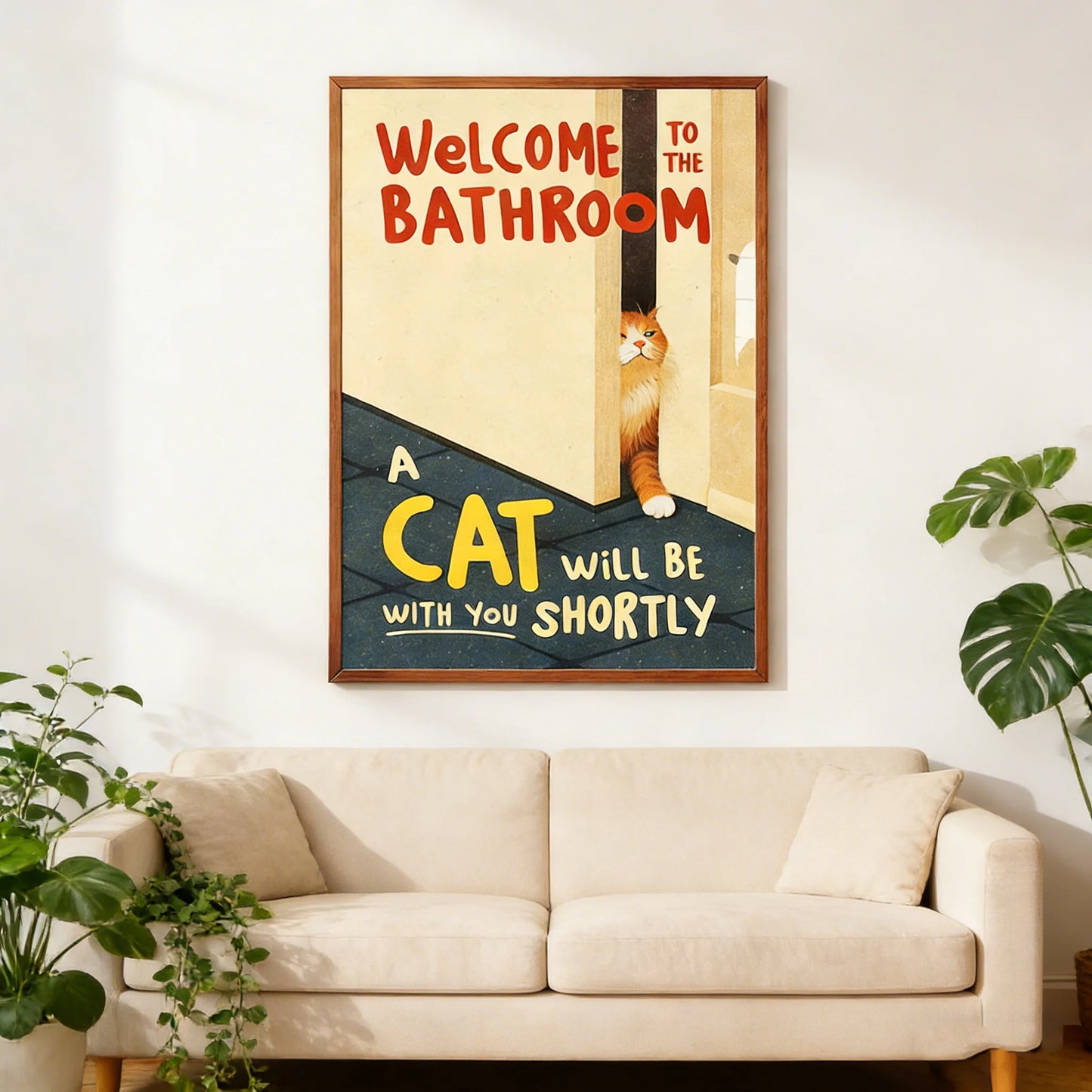 Funny Cat Bathroom Canvas Wall Art Print – Cat Lover Gift Canvas Wall Art Print Peaceful Pleasures Health and Wellness