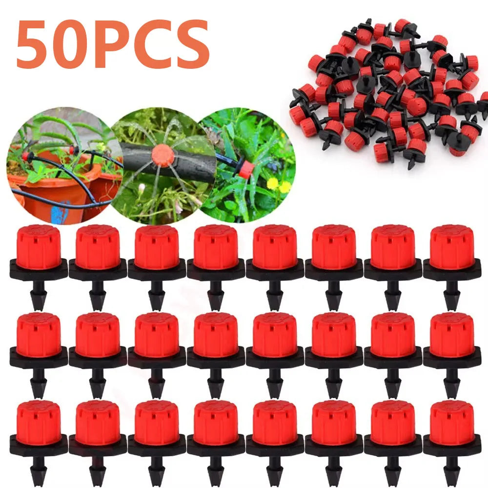 50PCS New 360 Degre Water Dropper Head Adjustable Garden Adjustable Irrigation Drippers Watering Plastic Sprinklers Peaceful Pleasures Health and Wellness