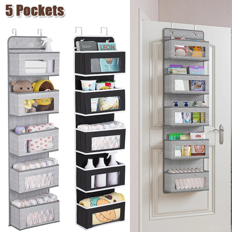 Over the Door Hanging Organizer – 1–5 Pockets, Wall Mount