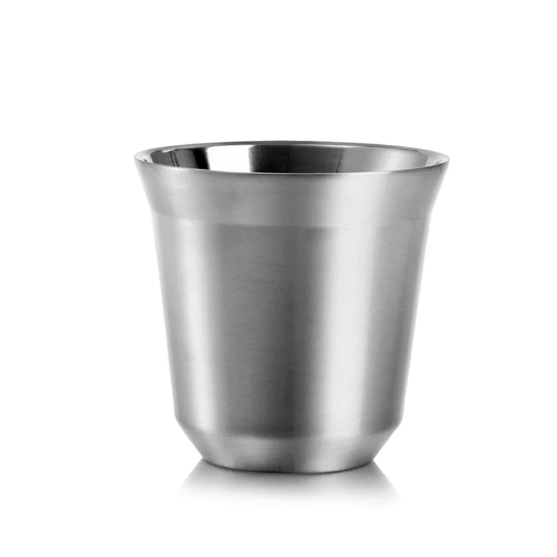 Double Wall Insulated Stainless Steel Espresso Cup Capsule Coffee Mug Metal Drinking Demitasse Cup For Home Indoor or Outdoor Peaceful Pleasures Health and Wellness Silver China Mainland 160ml