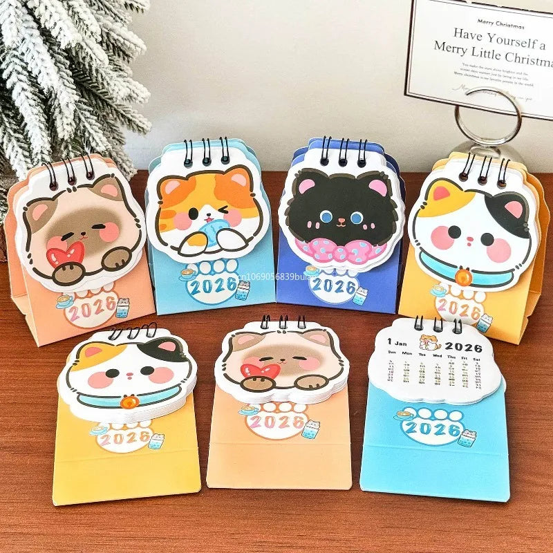 Cute 2026 Mini Desk Calendar Cartoon Cat Daily Organization Desktop Calendar Coil Planner To Do List Coil Calendar School مكاتب Peaceful Pleasures Health and Wellness