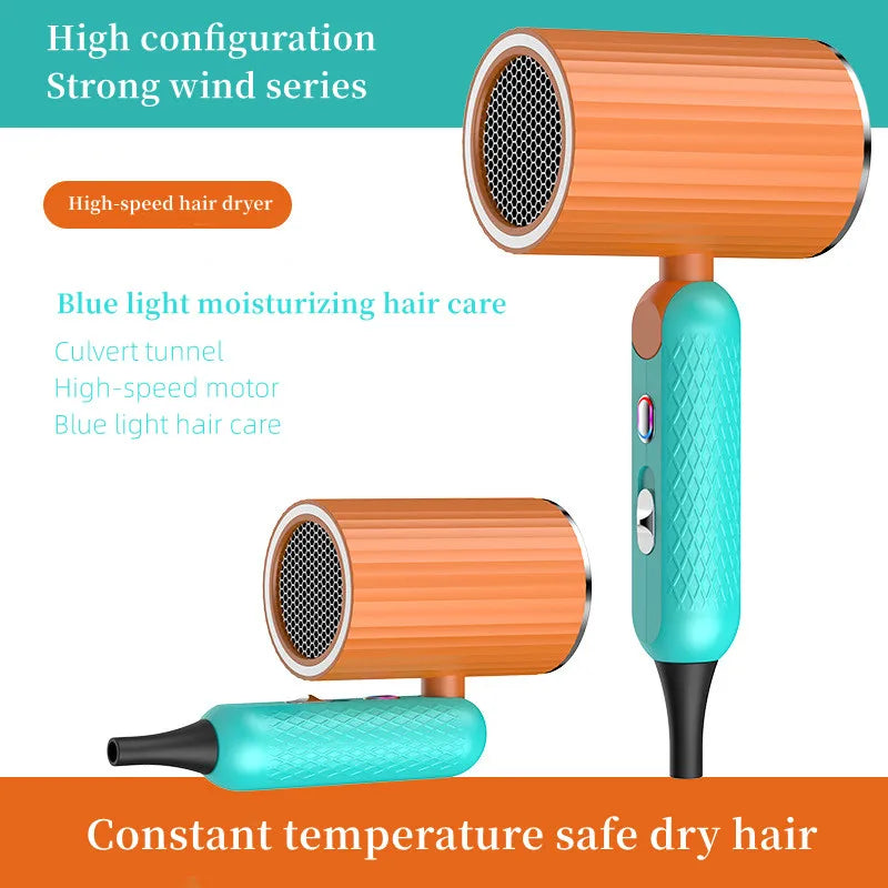 New Folding Hair Dryer with High Power, Fast Drying, Blue Light Ion Silence, Convenient Travel, Hair Dryer for Home Use Peaceful Pleasures Health and Wellness Orange-220V