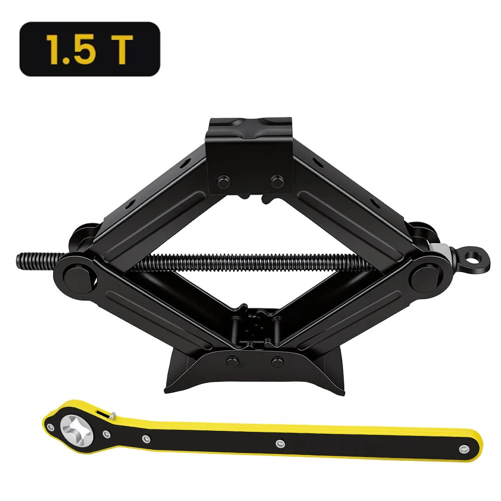 1.5T/2T Car Scissor Jack Auto Emergency Crank Lift Stand Labor-Saving Repair & Tire Replacement Tool with Wrench for SUV Vehicle Peaceful Pleasures Health and Wellness 1.5T