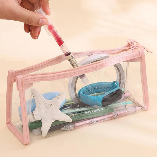 Clear PVC Zipper Pouch Waterproof Cosmetic Makeup Bag Portable Stationery Pencil Case Travel Wash Toiletry Organizer Bag Peaceful Pleasures Health and Wellness