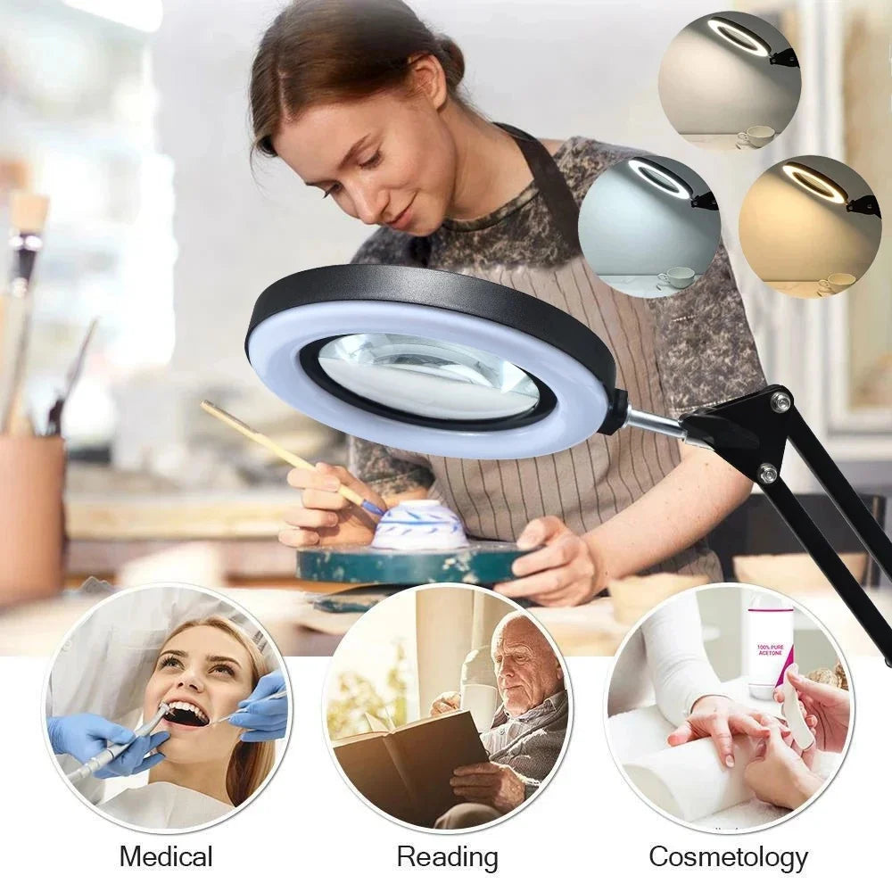 72LED 8X/10X NEW Illuminated Magnifier USB 3 Colors LED Magnifying Glass For Skincare Beauty/Table Lamp/Soldering Iron Repair Peaceful Pleasures Health and Wellness