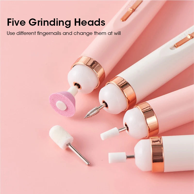 Electric Nail Polisher Portable Mini 5-in-1 Multi-functional Nail Care Machine for Nail Gel Removal Polishing Nail Art Peaceful Pleasures Health and Wellness