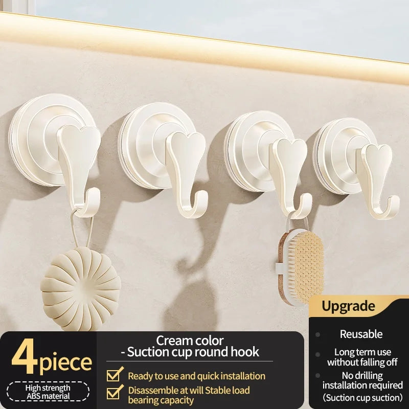 No-Drill Suction Cup Wall Hooks | Bathroom & Kitchen (1–3 Hooks)