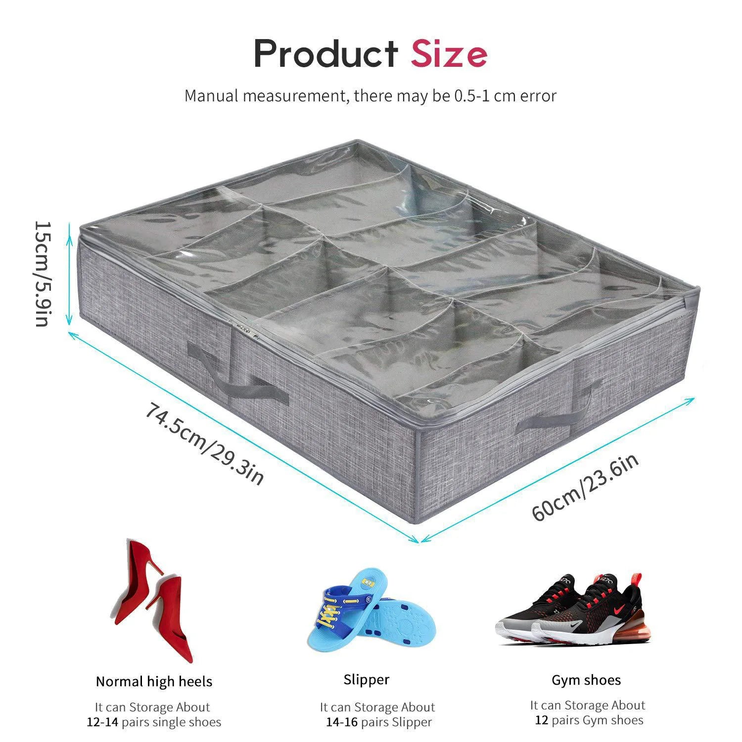 Under-bed shoe storage box PVC foldable non-woven fabric grid storage organizer bag Peaceful Pleasures Health and Wellness