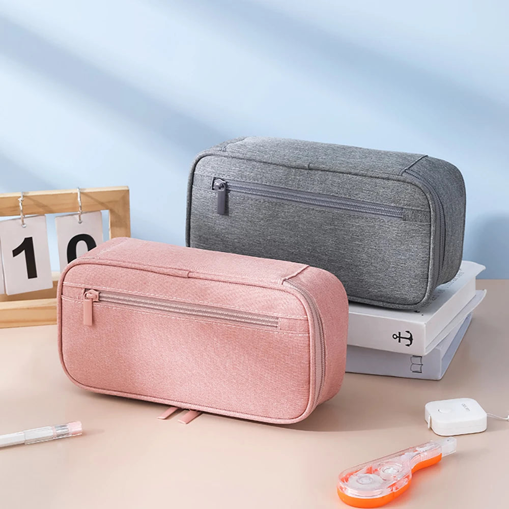Simple Solid Large Capacity Pencil Case Student Stationery Box