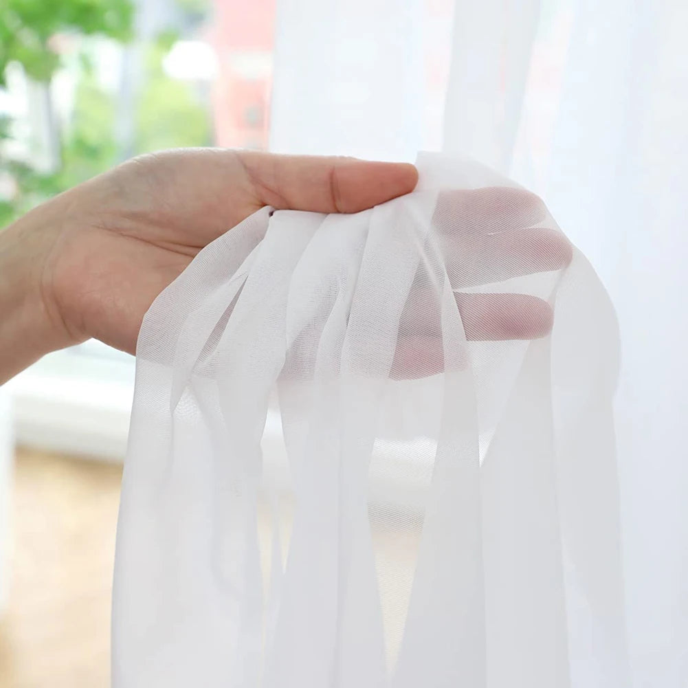 White/Black Semi Sheer Curtains Panels Rod Pocket For Children Living Room Window Tulle Bedroom Yard Curtain Voile Party Drapes Peaceful Pleasures Health and Wellness