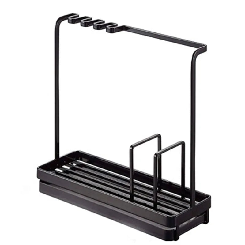 Kitchen Sink Organizer Rack | Sponge Holder with Drain Tray