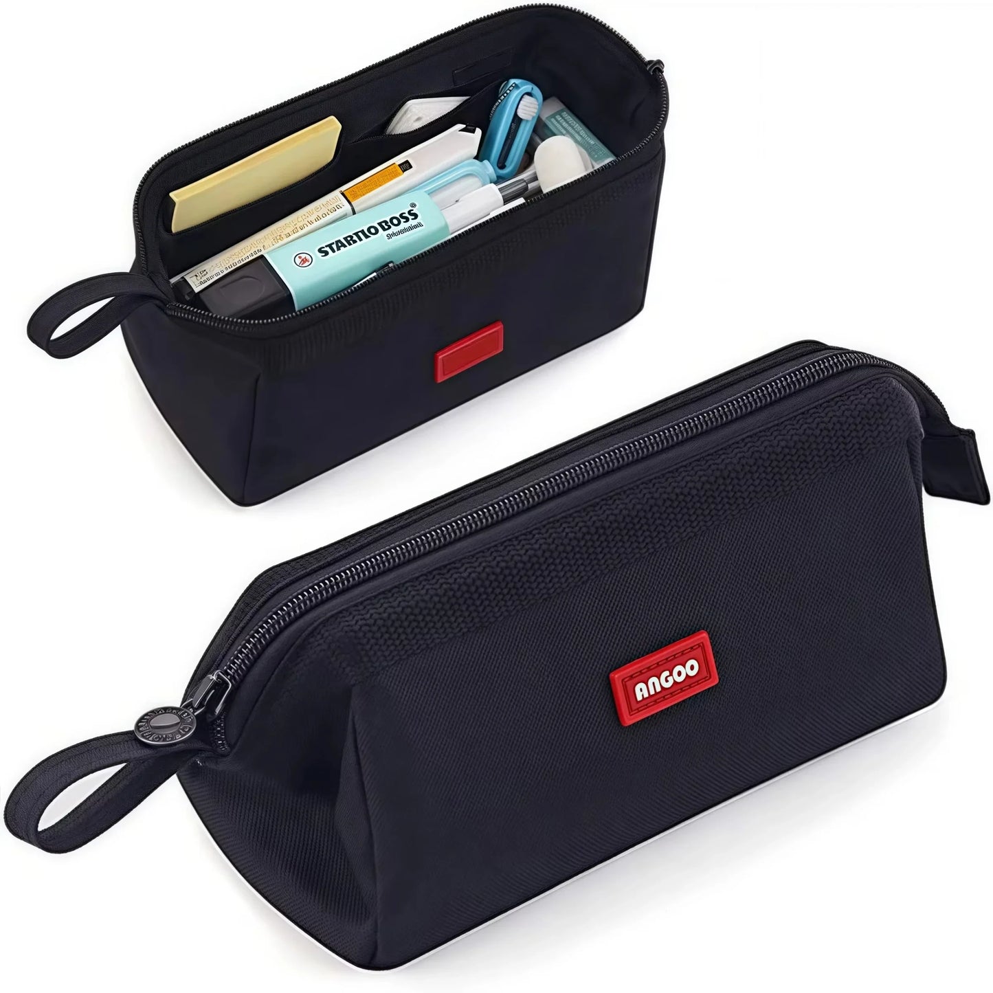 Large Capacity Pencil Case With Pen Holder Label Minimalist Student Stationery Storage Creative Stationery Storage Bag Peaceful Pleasures Health and Wellness Black