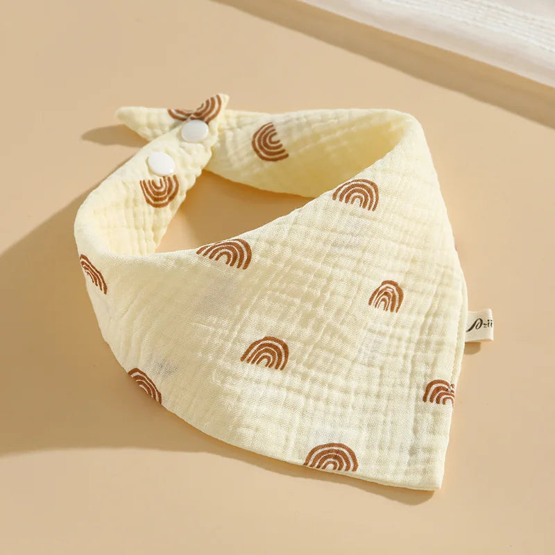 Baby Cotton Bib Burp Cloth | Soft Ruffle Cartoon Embroidery Snap