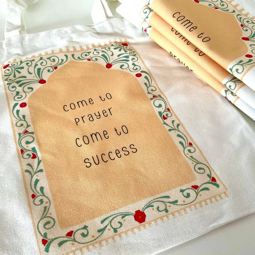 Come To Prayer Come To Success Islamic Muslim the Koran Tote Bag Ramadan Mubarak Eid Al-Fitr Family Kid Boy Girl Gifts Peaceful Pleasures Health and Wellness