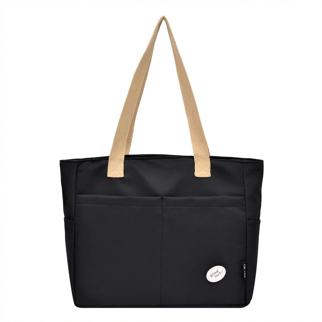 Large Capacity Oxford Cloth Tote Bag For Women Travel And Commute Durable Lightweight Handbag Peaceful Pleasures Health and Wellness black