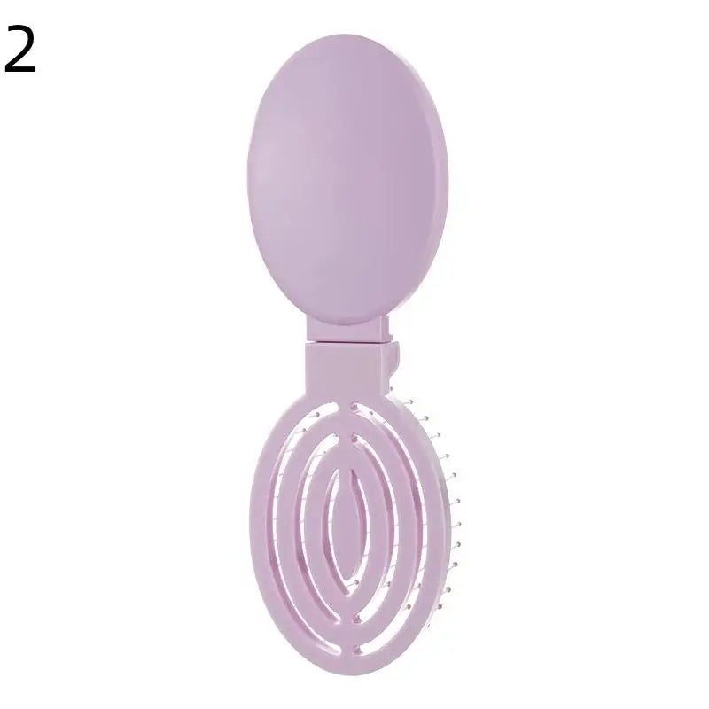 2 In1 Portable Folding Hair Comb With Mirror, Lightweight & Travel-Friendly Perfect Gift For Women & Girls Peaceful Pleasures Health and Wellness 2 Purple